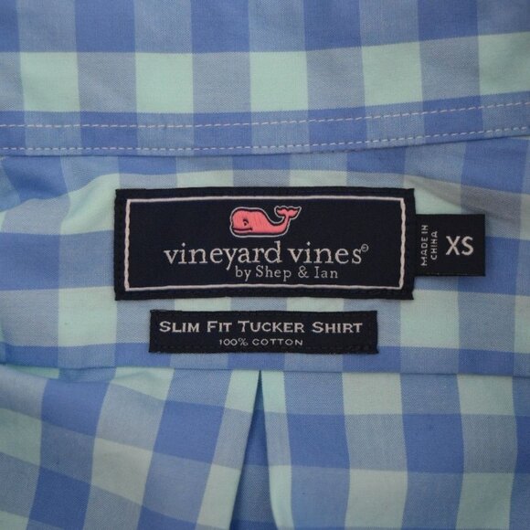 Vineyard Vines Mens Slim Fit Tucker Shirt XS Blue Plaid Checked Button Down - Picture 3 of 6